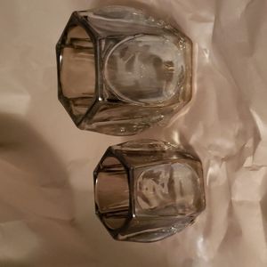 2 Gorgeous Set Heavy Glass Candleholders